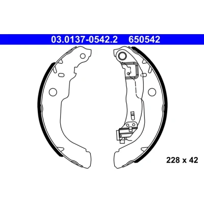 Bilde av ATE 03.0137 0542.2 Bremsesko 228 42 med vippearm PEUGEOT: 208 I Hatchback, CITROËN: C3 III