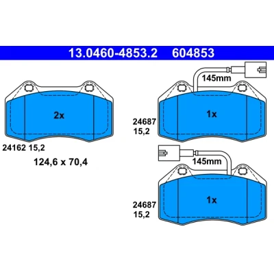 Bilde av ATE 13.0460 4853.2 Bremseklosser inkl. slitasjevarselkontakt ALFA ROMEO: MiTo, ABARTH: 500 / 595 695 Hatchback
