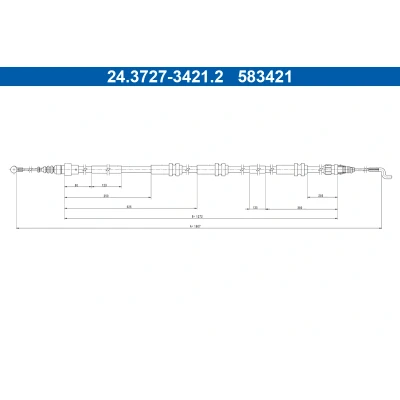Bilde av ATE 24.3727 3421.2 Bremsekabel 1607mm VOLKSWAGEN: Multivan 6
