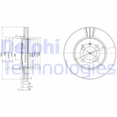 Bilde av DELPHI BG2347 Bremseskiver 260 22 4 ventilert oljet ubehandlet uten hjullager, ABS sensorring BMW: 3 Sedan, Cabrio, Touring