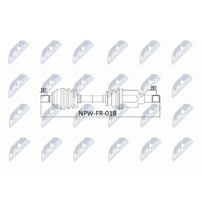 Bilde av NTY NPW FR 018 Drivaksel framaksel venstre, 580 Manuel girkasse VOLVO: V50, C30, S40 II, FORD: Focus 2, C Max, Max