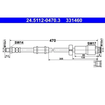 Bilde av Bremseslange, Framaksel, citroën,fiat,peugeot, 46786431, 4806 C3, F3, 51748936