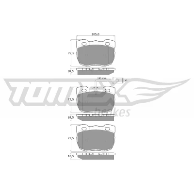 Bilde av TOMEX brakes TX 16 23 Bremseklosser framaksel inkl. slitasjevarselkontakt LAND ROVER: Defender Pick up, SUV