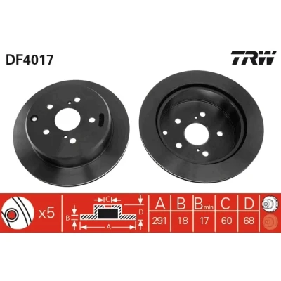 Bilde av TRW DF4017 Bremseskiver 291 18 5 114 ventilert spraylakkert TOYOTA: Supra III
