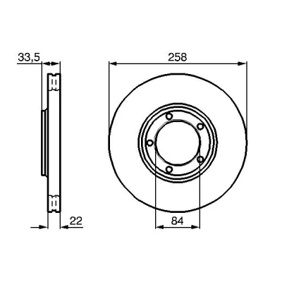 Bilde av BOSCH 0 986 478 530 Bremseskiver 258 22 5 104 ventilert, innvendig ventilert oljet MITSUBISHI: L300 / Delica III Minibuss