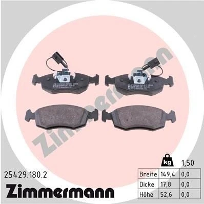 Bilde av ZIMMERMANN 25429.180.2 Bremseklosser inkl. slitasjevarselkontakt Bildet viser leveranseinnholdet FIAT: 500 Hatchback, Punto Evo Hatchback