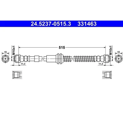 Bilde av ATE 24.5237 0515.3 Bremseslange 515 VOLKSWAGEN: Touareg I, AUDI: Q7, PORSCHE: Cayenne