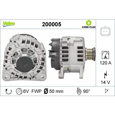 Bilde av VALEO 200005 Dynamo 14V 120A OPEL: Vivaro A Combi, Van, Flatvogn lastebil / Chassis, NISSAN: Primastar Minibuss, Van