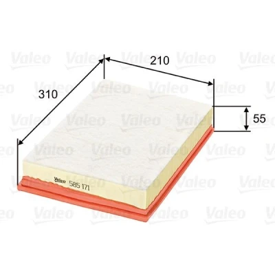 Bilde av VALEO 585171 Luftfilter 60 210 310 Filterinnsats med forfilter VOLKSWAGEN: Sharan I, FORD: Galaxy Mk1 MPV