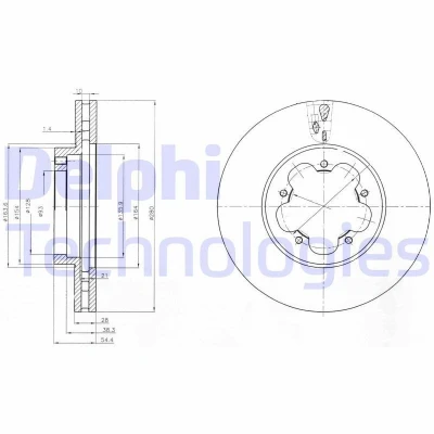 Bilde av DELPHI BG4007 Bremseskiver 280 28 5 ventilert oljet ubehandlet uten hjullager, ABS sensorring FORD: Transit Mk6 Van, Minibuss