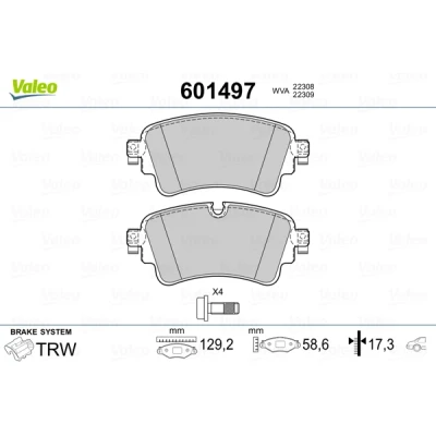 Bilde av VALEO 601497 Bremseklosser bakaksel med sikringsskruesett, antihyle blikk AUDI: Q7, A4 B9 Avant, A5 Sportback