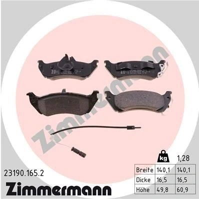 Bilde av ZIMMERMANN 23190.165.2 Bremseklosser inkl. slitasjevarselkontakt Bildet viser leveranseinnholdet MERCEDES BENZ: ML Klasse