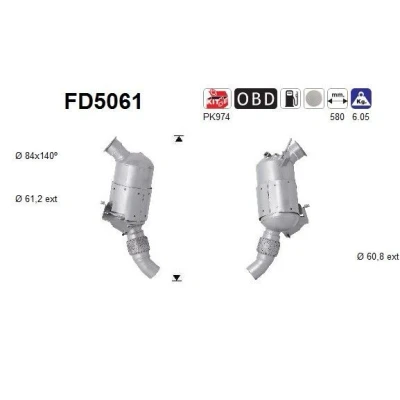 Bilde av AS FD5061 Partikkelfilter Cordierit BMW: 3 Touring, Sedan