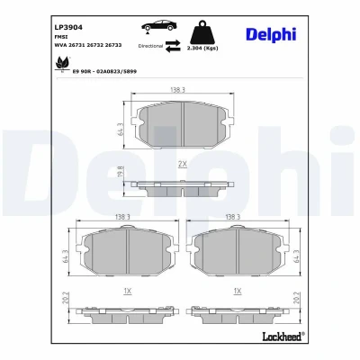 Bilde av DELPHI Bremseklosser med akustisk slitasjevarsel LP3904