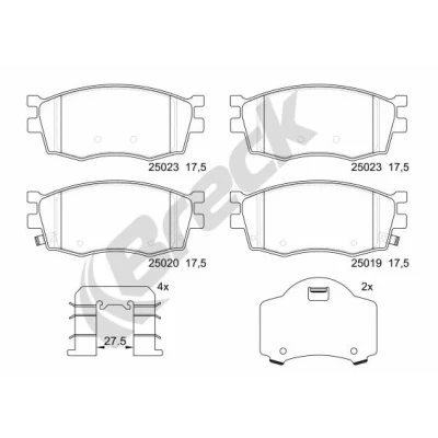Bilde av BRECK 25019 00 702 Bremseklosser med akustisk slitasjevarsel tilbehør HYUNDAI: i20 I Hatchback