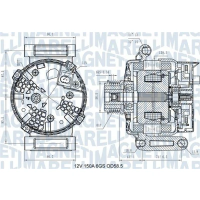 Bilde av MAGNETI MARELLI 063731546110 Dynamo 12V 150A FORD: Transit Custom V362 Van, Mk6 Minibuss, PEUGEOT: Boxer Van