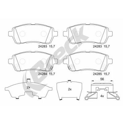 Bilde av BRECK 24283 00 702 10 Bremseklosser med akustisk slitasjevarsel FORD: FIESTA 6, SUZUKI: SWIFT 4, MAZDA: 2 Hatchback