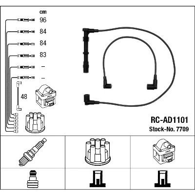Bilde av NGK 7709 Pluggledninger 5 AUDI: 80 B4 Sedan, 100 C4 Cabriolet