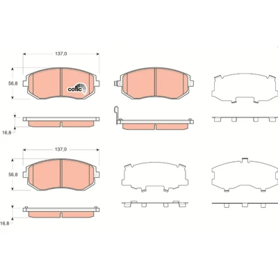 Bilde av TRW COTEC GDB3371 Bremseklosser med akustisk slitasjevarsel tilbehør SUBARU: Forester III, Legacy 4, Impreza III Hatchback