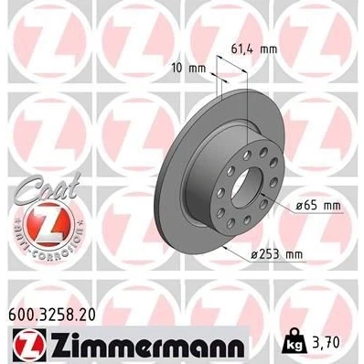 Bilde av ZIMMERMANN COAT Z 600.3258.20 Bremseskiver 253 10 10/5 5 112 fullt ut belagt SKODA: Octavia 3 Combi