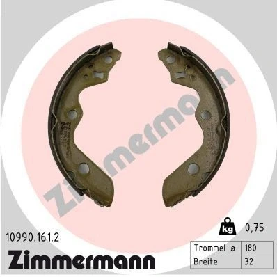 Bilde av ZIMMERMANN 10990.161.2 Bremsesko 180mm 32mm uten vippearm, Bildet viser leveranseinnholdet