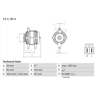 Bilde av BOSCH 0 986 080 430 Dynamo 14V 90A NISSAN: X Trail