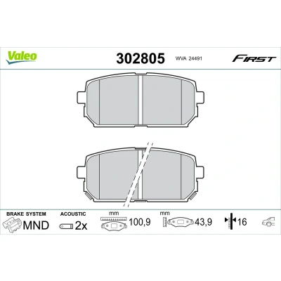 Bilde av Bremseklosser sett VALEO 302805