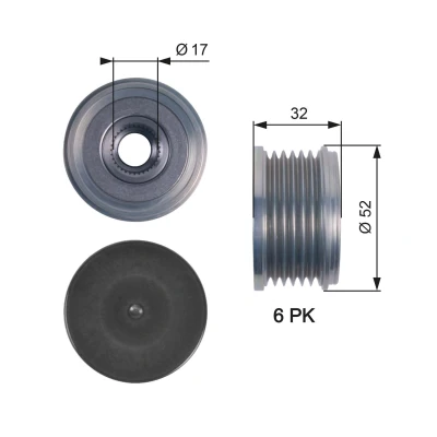 Bilde av GATES OAP7140 Frihjul Dynamo 33 FleetRunner Micro V Stretch Fit PEUGEOT: 307 Stasjonsvogn, 308 I Hatchback, 1007 CITROËN: Berlingo II