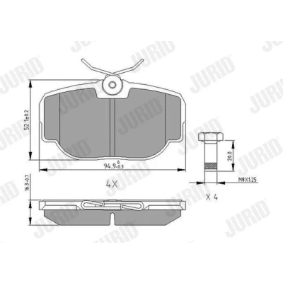 Bilde av JURID 573067J Bremseklosser ikke klargjort for slitasjeindikator med tilbehør LAND ROVER: Range Rover 2, Discovery 2