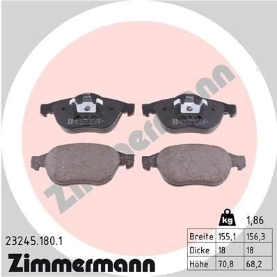 Bilde av ZIMMERMANN 23245.180.1 Bremseklosser Bildet viser leveranseinnholdet RENAULT: LAGUNA 2 Grandtour