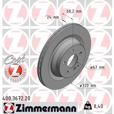Bilde av ZIMMERMANN COAT Z 400.3672.20 Bremseskiver 320 24 6/5 5 112 innvendig ventilert belagt høy karbon MERCEDES BENZ: E Klasse T modell, Sedan