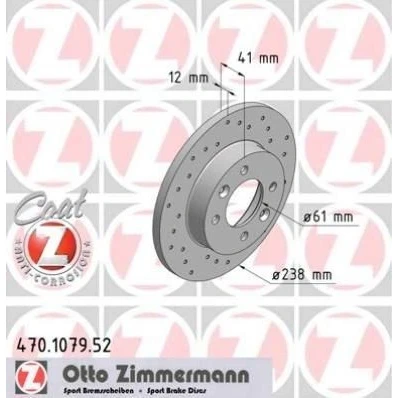 Bilde av ZIMMERMANN SPORT COAT Z 470.1079.52 Bremseskiver 238 12 6/4 4 100 fullt ut, hullet belagt RENAULT: CLIO 2, Super 5 Hatchback