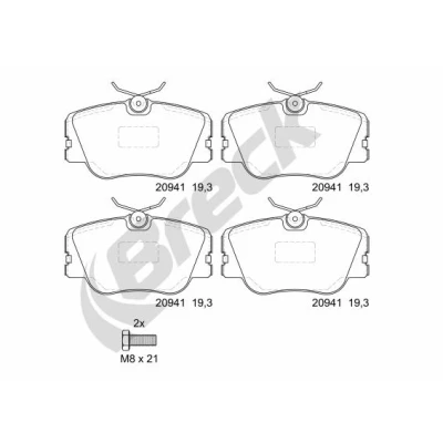 Bilde av BRECK 20941 00 701 Bremseklosser ikke klargjort for slitasjeindikator, slitasjeindikator MERCEDES BENZ: W124 Sedan, E Klasse T modell