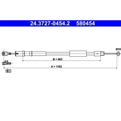 Bilde av ATE 24.3727 0454.2 Bremsekabel 1152 MERCEDES BENZ: Vito Minibuss, Mixto, Viano