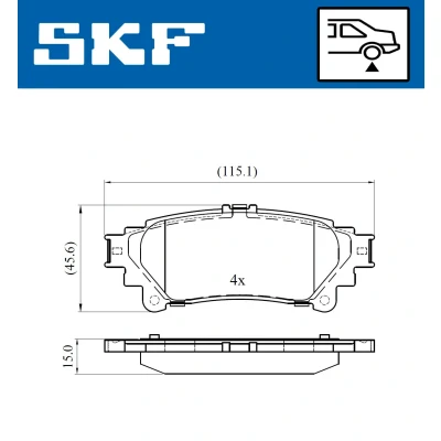 Bilde av SKF VKBP 90604 Bremseklosser ikke klargjort for slitasjeindikator