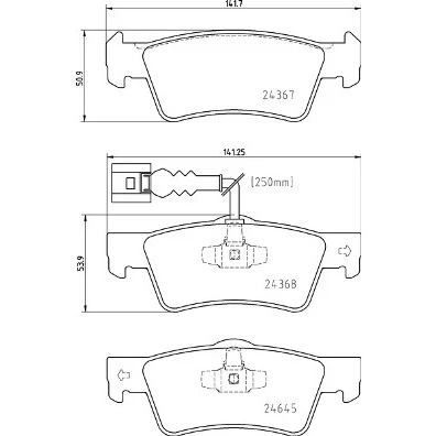 Bilde av BREMBO P 85 163 Bremseklosser inkl. slitasjevarselkontakt med kolbleklips uten tilbehør VOLKSWAGEN: Touareg I