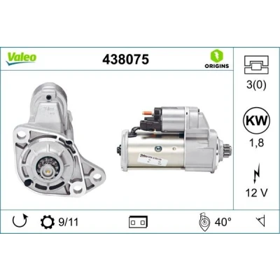 Bilde av VALEO NEW ORIGINAL PART 438075 Starter 12 1,8 11 VOLKSWAGEN: TRANSPORTER 4 Bus, GOLF 3, Polo IV Hatchback, AUDI: A3 Hatchback