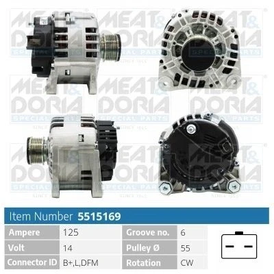 Bilde av MEAT &amp; DORIA 5515169 Dynamo 14V 125A RENAULT: MEGANE 3 Grandtour, GRAND SCENIC 3, DACIA: Sandero I