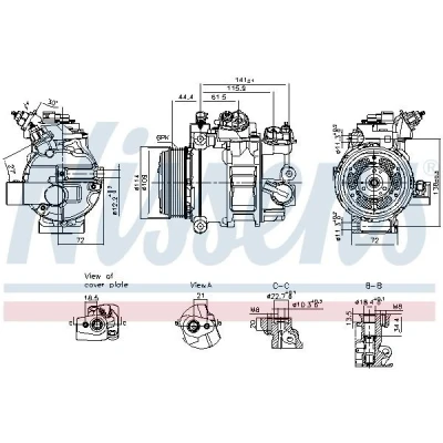 Bilde av NISSENS 890793 Kompressor 7SBH17C 12 PAG 46 YF R 134a FORD: KUGA 2, FOCUS 3 Turnier