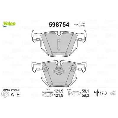 Bilde av VALEO 598754 Bremseklosser bakaksel ekskl. slitasjevarselkontakt med antihyle blikk BMW: 3 Touring, Sedan, 5 Touring