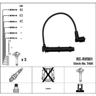 Bilde av NGK 7408 Pluggledninger 3 LAND ROVER: Freelander I SUV