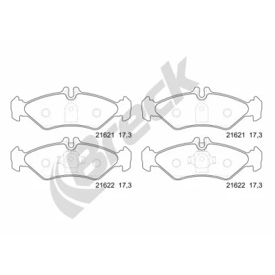 Bilde av BRECK 21621 00 705 10 Bremseklosser klargjort for slitasjeindikator MERCEDES BENZ: Sprinter 3 T Minibuss, Flatvogn lastebil/Chassis