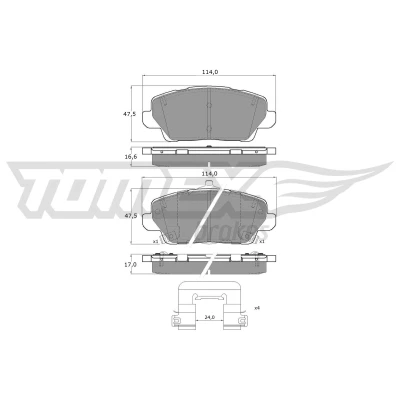 Bilde av TOMEX brakes TX 60 67 Bremseklosser framaksel med akustisk slitasjevarsel KIA: Picanto III (JA) 1.0, 1.2, 1.0 T GDi, LPG, 1.2 MPI 2017