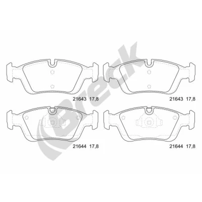 Bilde av BRECK 21643 00 701 Bremseklosser klargjort for slitasjeindikator BMW: 3 Sedan, Touring, Coupé
