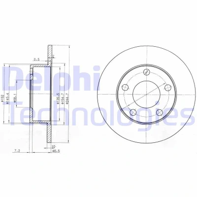 Bilde av DELPHI BG3382 Bremseskiver 245 10 5 fullt ut oljet ubehandlet uten hjullager, ABS sensorring AUDI: A6 C5 Avant, Sedan, C4 Avant