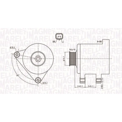 Bilde av MAGNETI MARELLI 063731761010 Dynamo 12V 150A PEUGEOT: Partner II Van, Boxer Minibuss, 207 Hatchback, CITROËN: Berlingo C5 III Stasjonsvogn