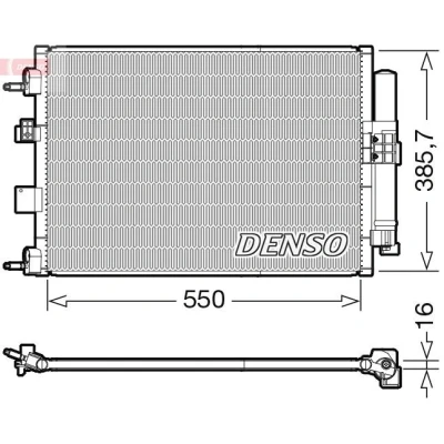 Bilde av DENSO DCN10046 Kondensator med tørker R 134a FORD: FOCUS 3, Transit Connect V408 Van, C Max 2