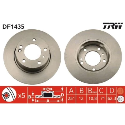 Bilde av TRW DF1435 Bremseskiver 251 12 5 108 fullt ut spraylakkert CITROËN: XM II Stasjonsvogn