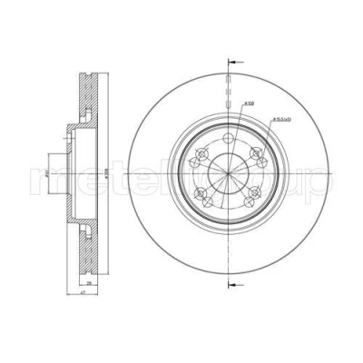 Bilde av METELLI Bremseskive RENAULT: ESPACE 4, LAGUNA 2 Grandtour 28,0mm 5 61,0mm ventilert spraylakkert 23 0673C 7701206831,7701207378,8200177023,8200242317