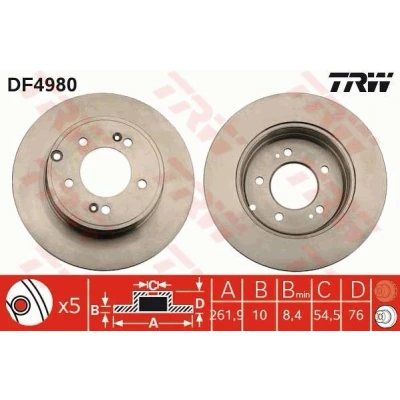 Bilde av TRW DF4980 Bremseskiver 284 10 5 114,3 fullt ut spraylakkert HYUNDAI: ix35, Grandeur, KIA: Optima / K5